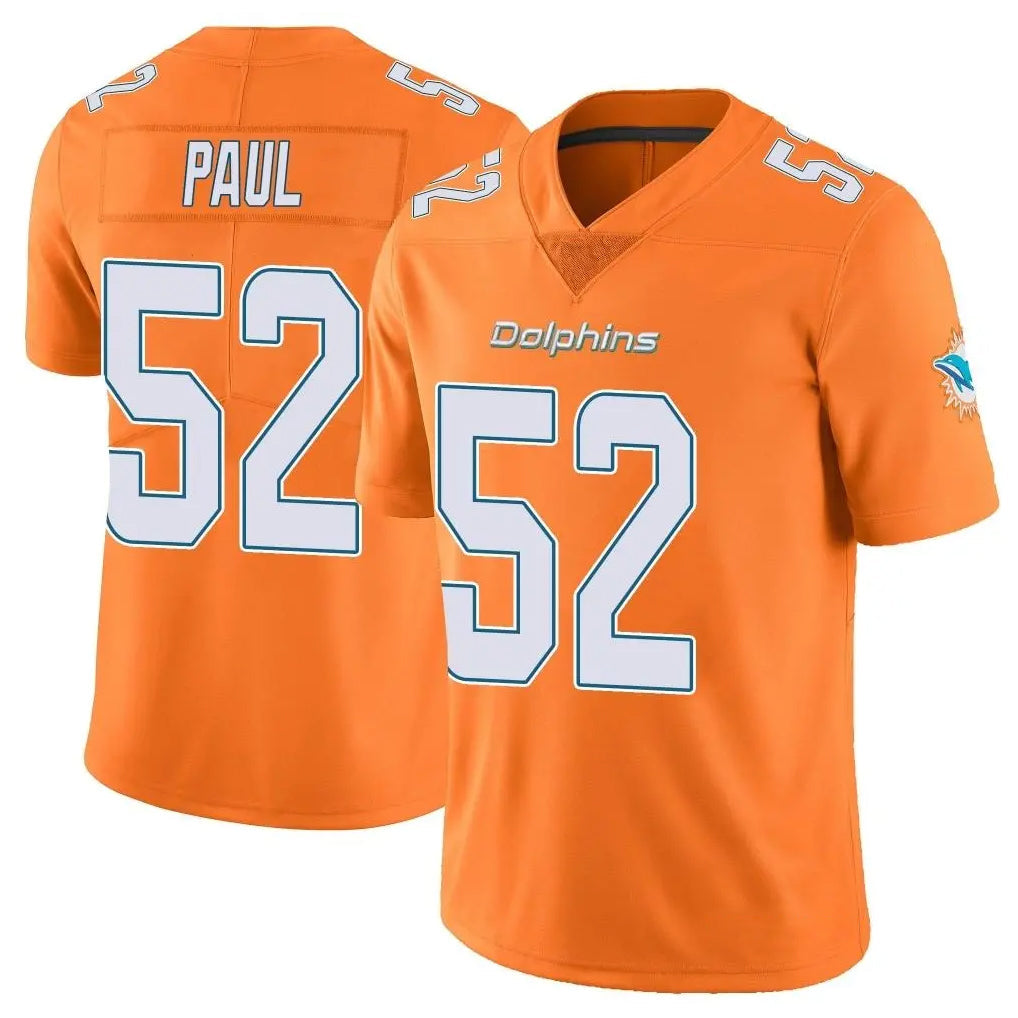 Kdoa M.Dolphins #52 Patrick Paul Player Orange Limited Home Game Stitched Jerseys