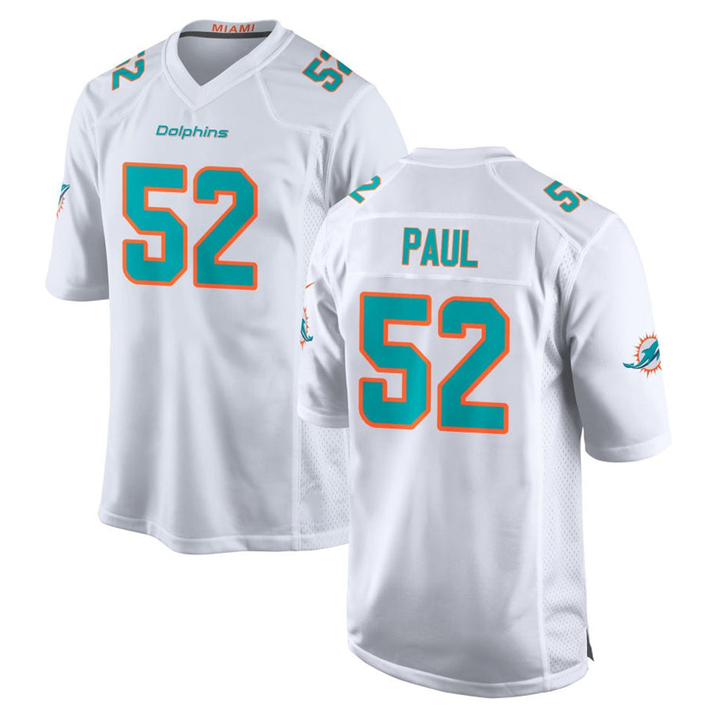 Kdoa M.Dolphins #52 Patrick Paul Player White Limited Home Game Stitched Jerseys