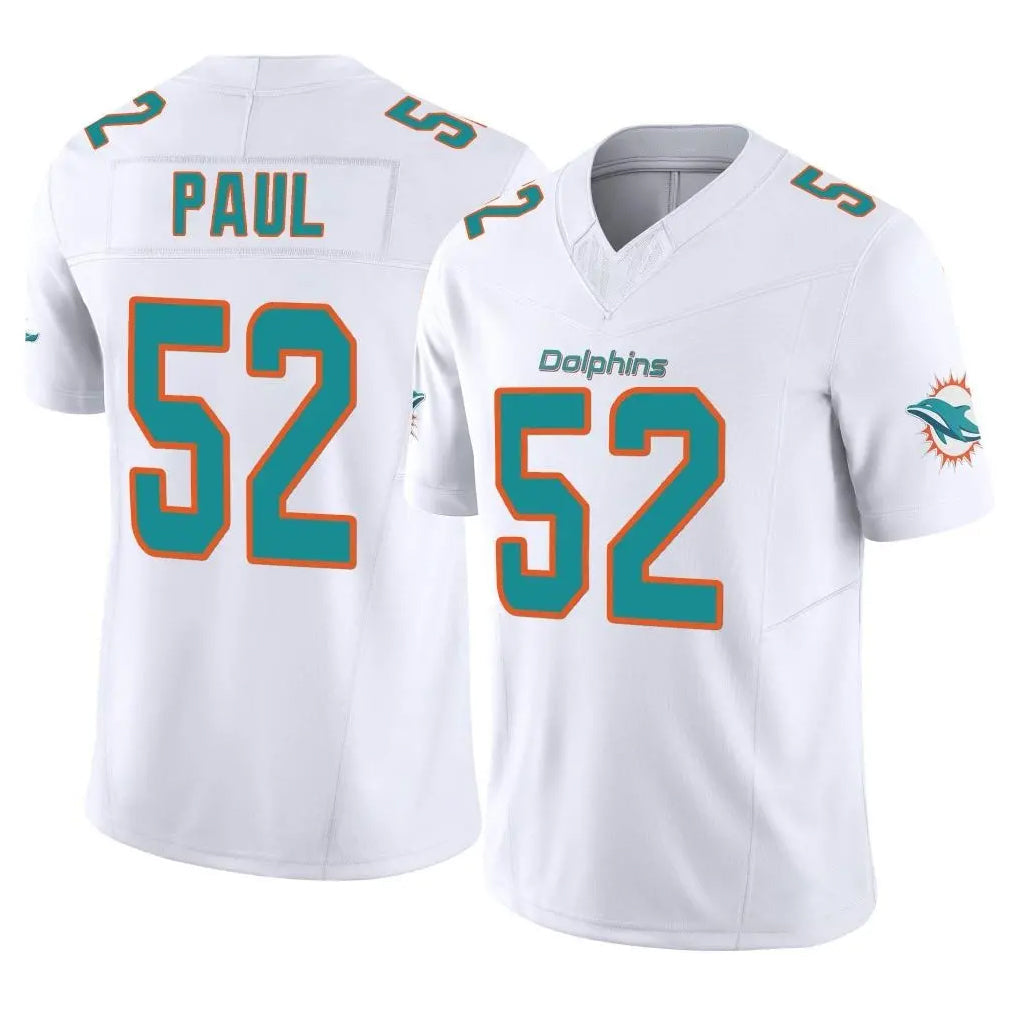 Kdoa M.Dolphins #52 Patrick Paul Player White Limited Vapor F.U.S.E. Home Game Stitched Jerseys