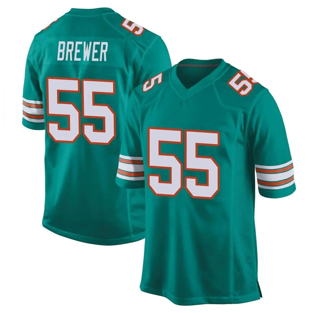 Kdoa M.Dolphins #55 Aaron Brewer Player Aqua Alternate Home Game Stitched Jerseys