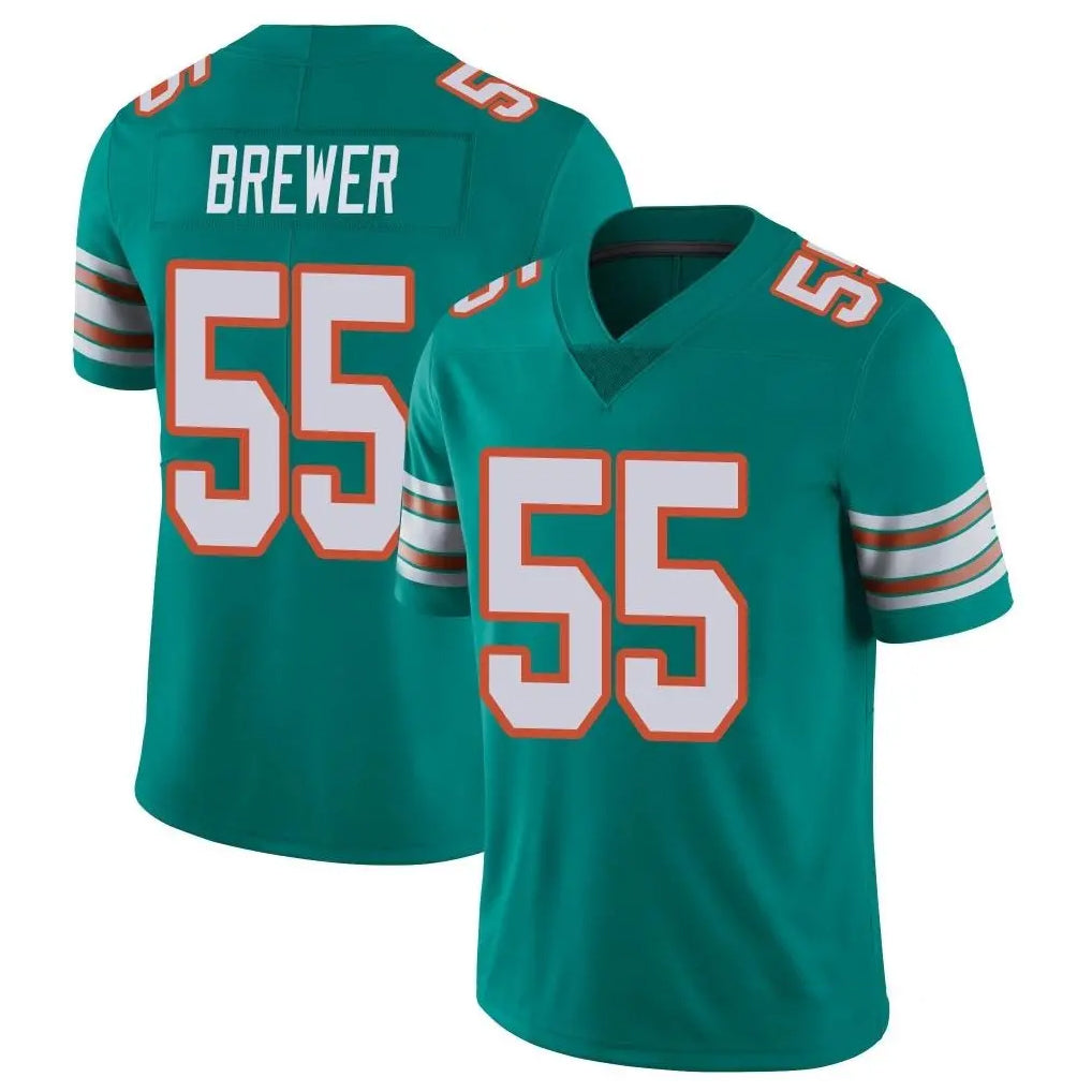 Kdoa M.Dolphins #55 Aaron Brewer Player Aqua Limited Alternate Vapor Untouchable Home Game Stitched Jerseys