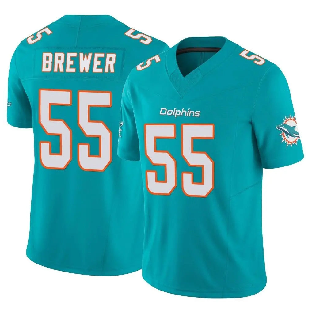 Kdoa M.Dolphins #55 Aaron Brewer Player Aqua Limited Vapor F.U.S.E. Home Game Stitched Jerseys