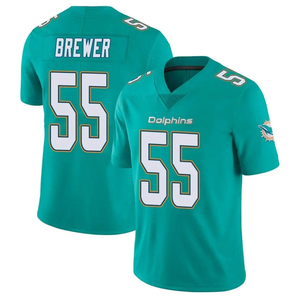 Kdoa M.Dolphins #55 Aaron Brewer Player Aqua Limited Vapor Untouchable Home Game Stitched Jerseys