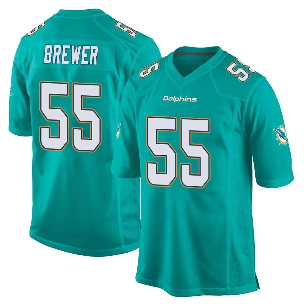 Kdoa M.Dolphins #55 Aaron Brewer Player Aqua Team Color Home Game Stitched Jerseys