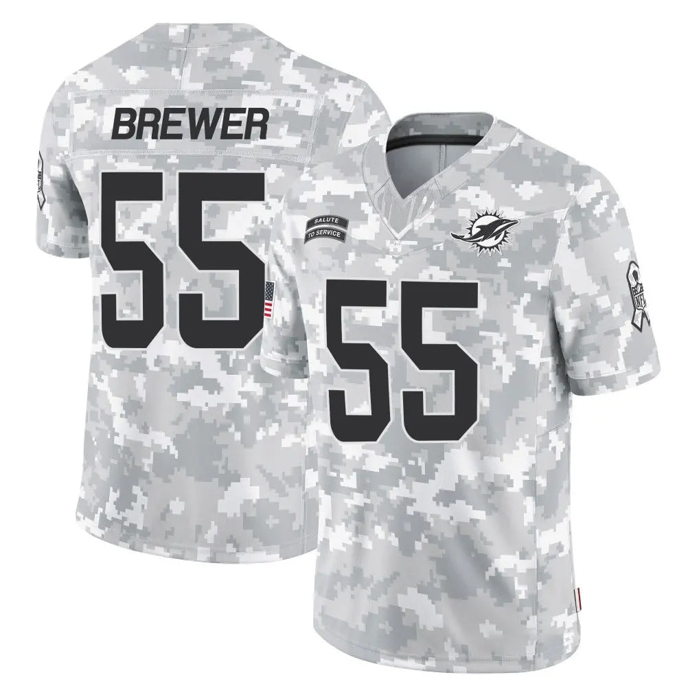 Kdoa M.Dolphins #55 Aaron Brewer Player Arctic Camo Salute To Service Limited Game Stitched Jerseys