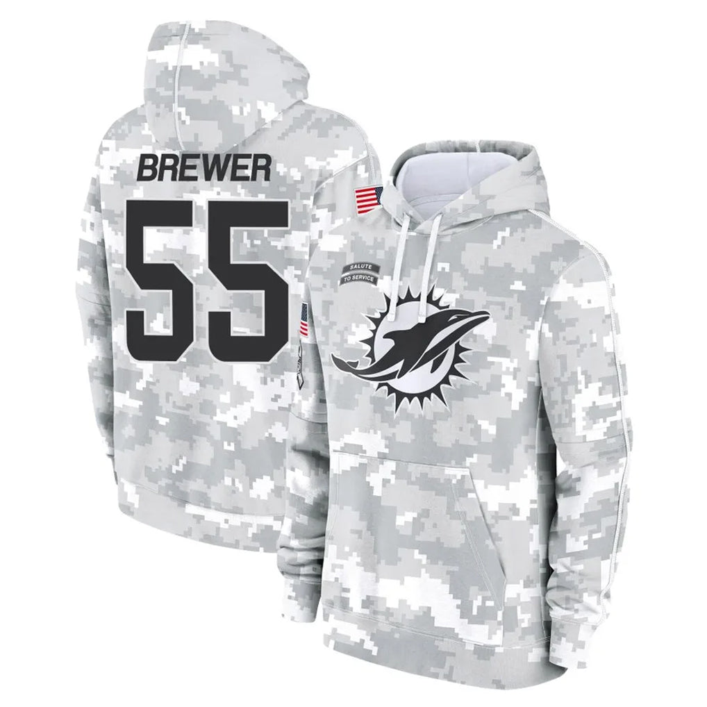 Kdoa M.Dolphins #55 Aaron Brewer Player Arctic Camo Salute to Service Hoodies Limited Game Stitched Jerseys