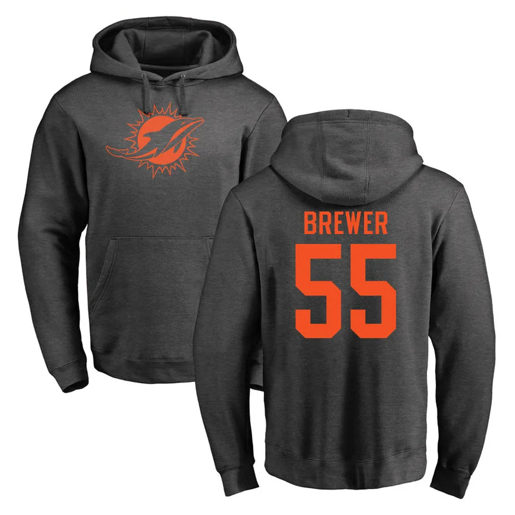 Kdoa M.Dolphins #55 Aaron Brewer Player Darkgray Pullover Hoodies Limited Stitched Jerseys