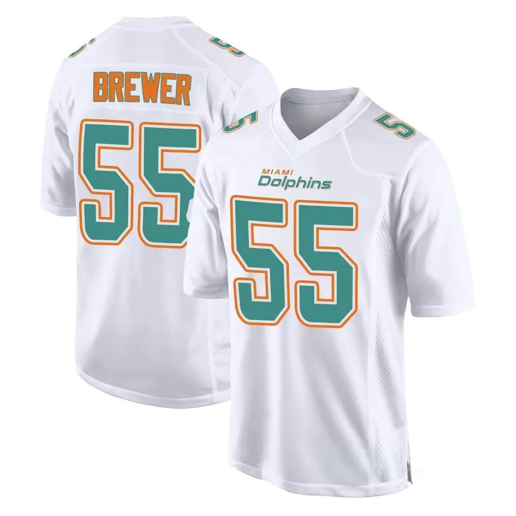 Kdoa M.Dolphins #55 Aaron Brewer Player White Fashion Home Game Stitched Jerseys