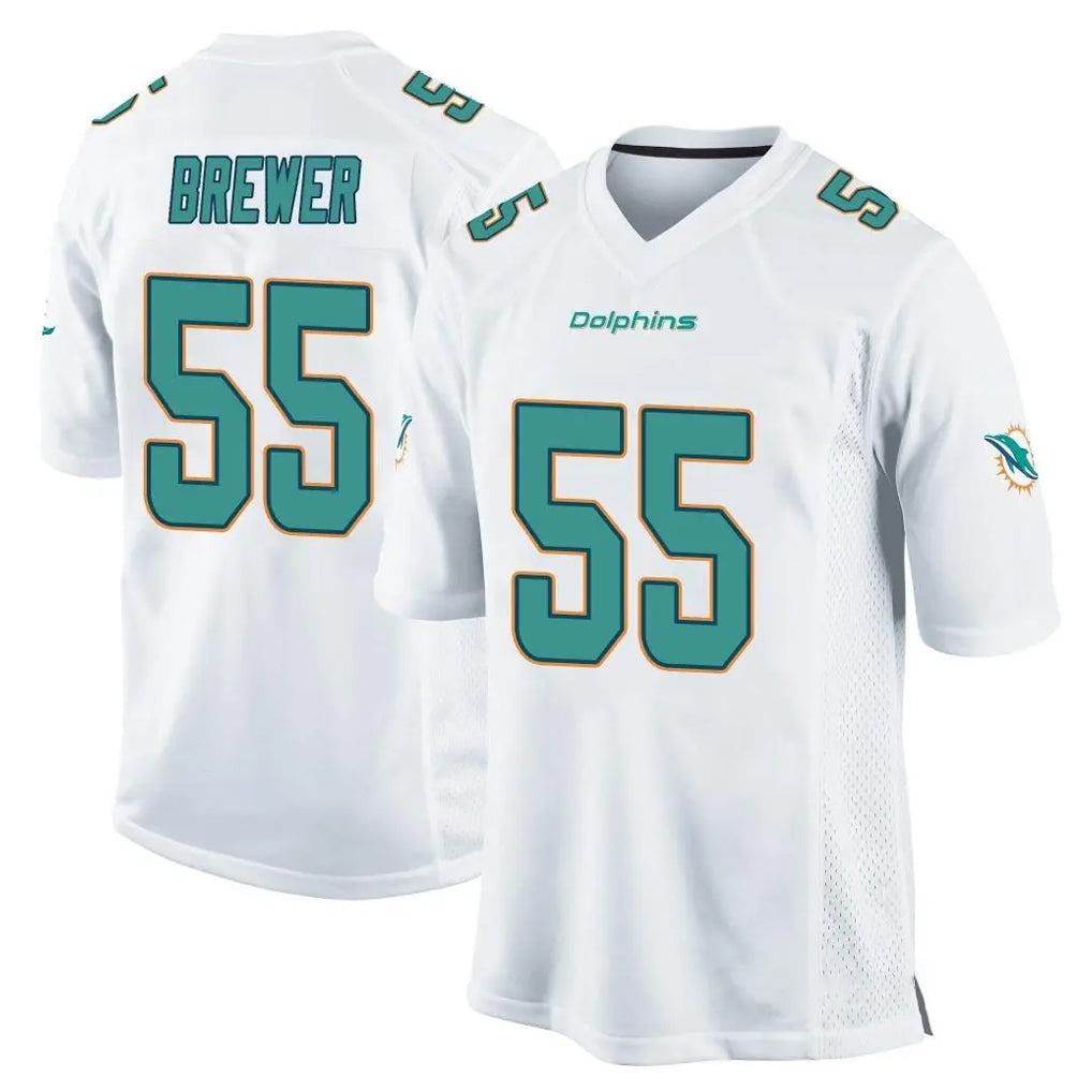 Kdoa M.Dolphins #55 Aaron Brewer Player White Home Game Stitched Jerseys
