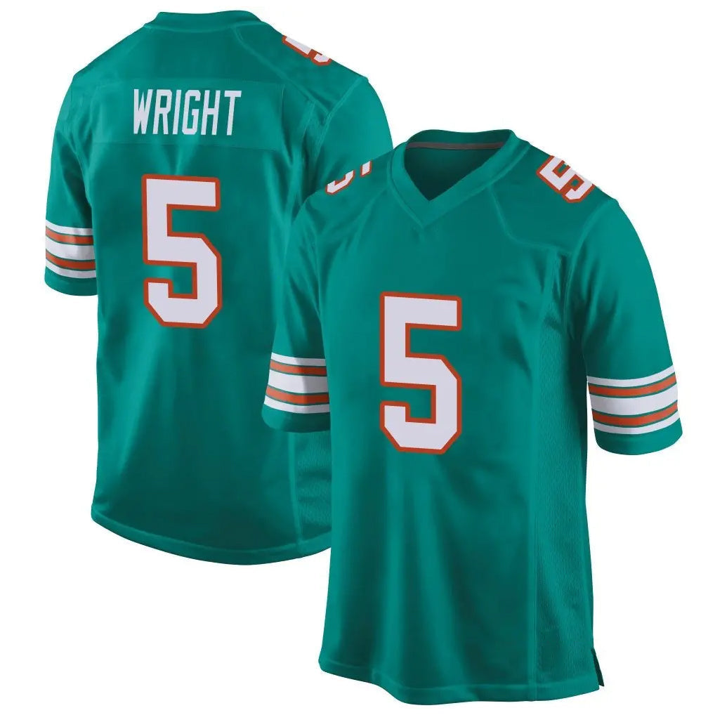 Kdoa M.Dolphins #5 Jaylen Wright Player Aqua Alternate Home Game Stitched Jerseys