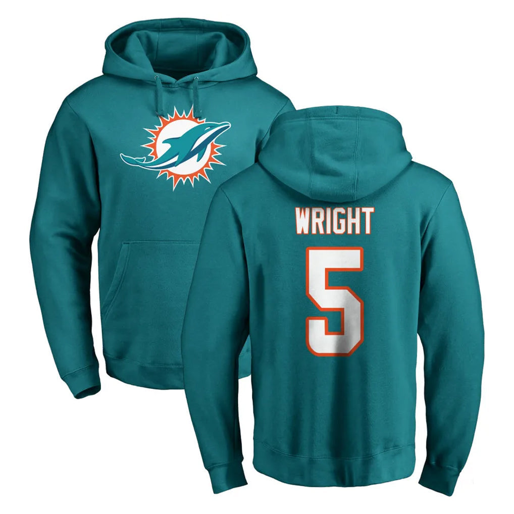 Kdoa M.Dolphins #5 Jaylen Wright Player Aqua LOGO Pullover Hoodies Limited Stitched Jerseys