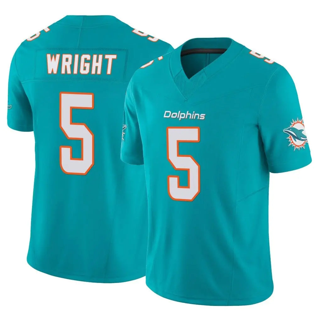 Kdoa M.Dolphins #5 Jaylen Wright Player Aqua Limited Vapor F.U.S.E. Home Game Stitched Jerseys