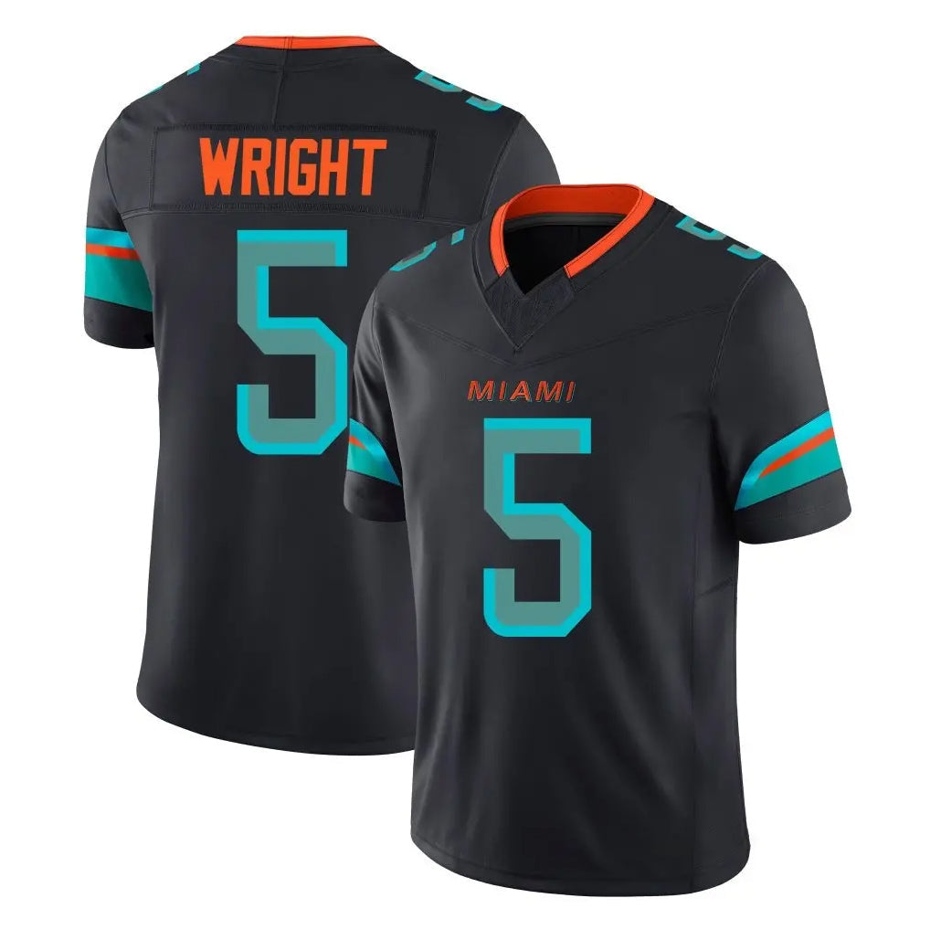 Kdoa M.Dolphins #5 Jaylen Wright Player Black Limited Pitch Rivalries Collection Home Game Stitched Jerseys