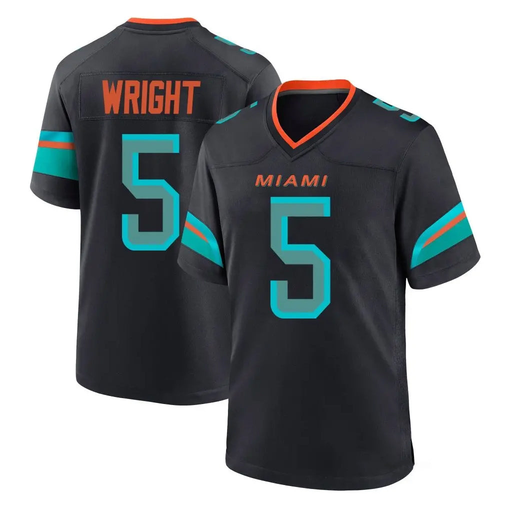 Kdoa M.Dolphins #5 Jaylen Wright Player Black Pitch Rivalries Collection Home Game Stitched Jerseys