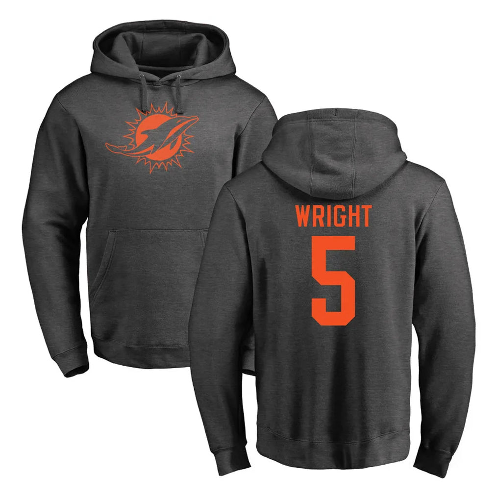 Kdoa M.Dolphins #5 Jaylen Wright Player Darkgray Pullover Hoodies Limited Stitched Jerseys