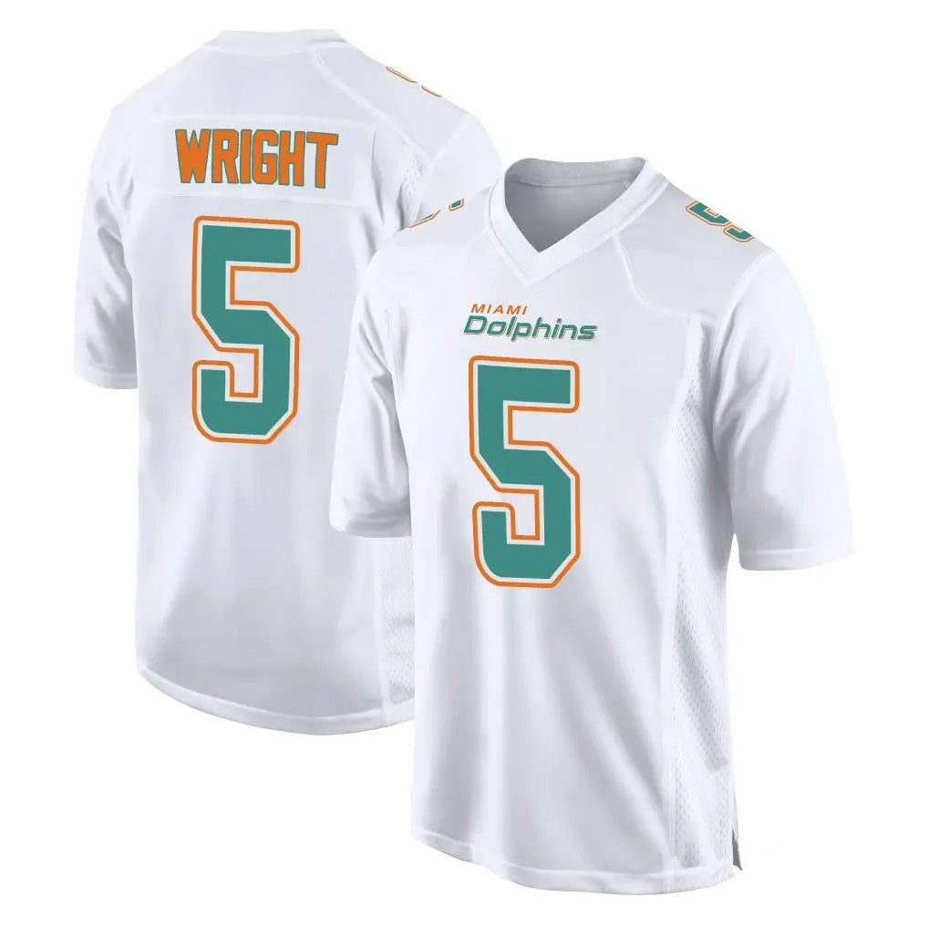 Kdoa M.Dolphins #5 Jaylen Wright Player White Fashion Home Game Stitched Jerseys