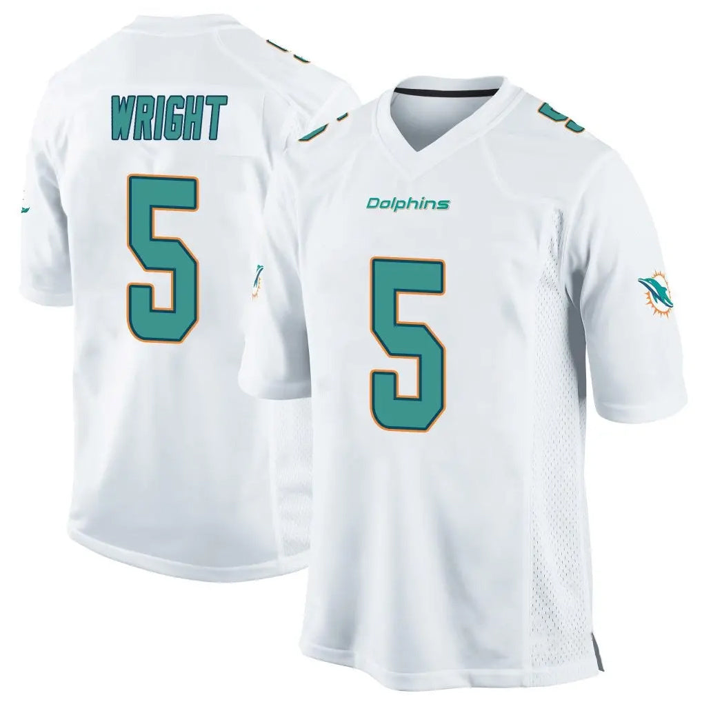 Kdoa M.Dolphins #5 Jaylen Wright Player White Home Game Stitched Jerseys