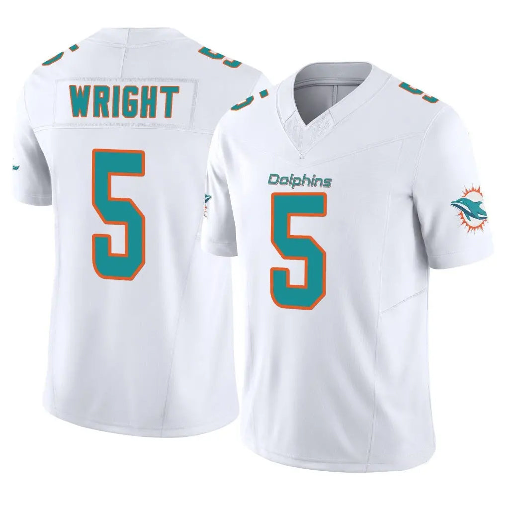 Kdoa M.Dolphins #5 Jaylen Wright Player White Limited Vapor F.U.S.E. Home Game Stitched Jerseys