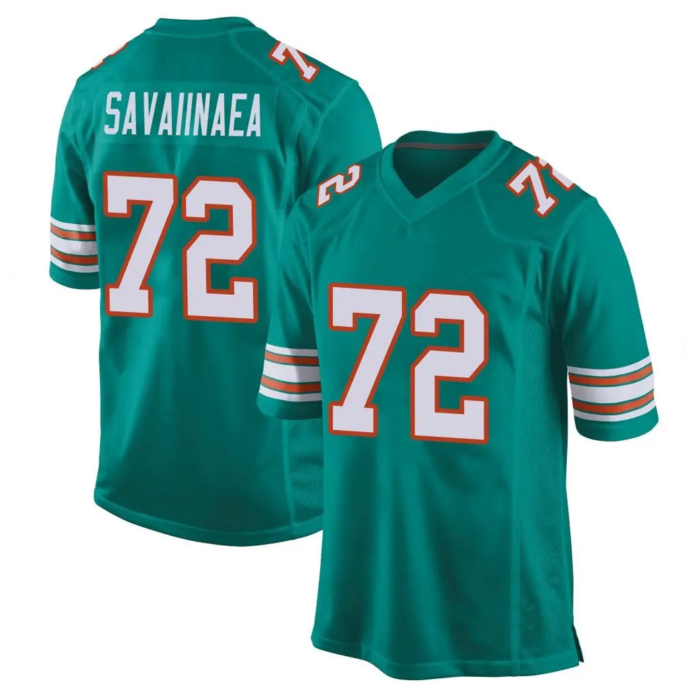 Kdoa M.Dolphins #72 Jonah Savaiinaea Player Aqua Alternate Home Game Stitched Jerseys