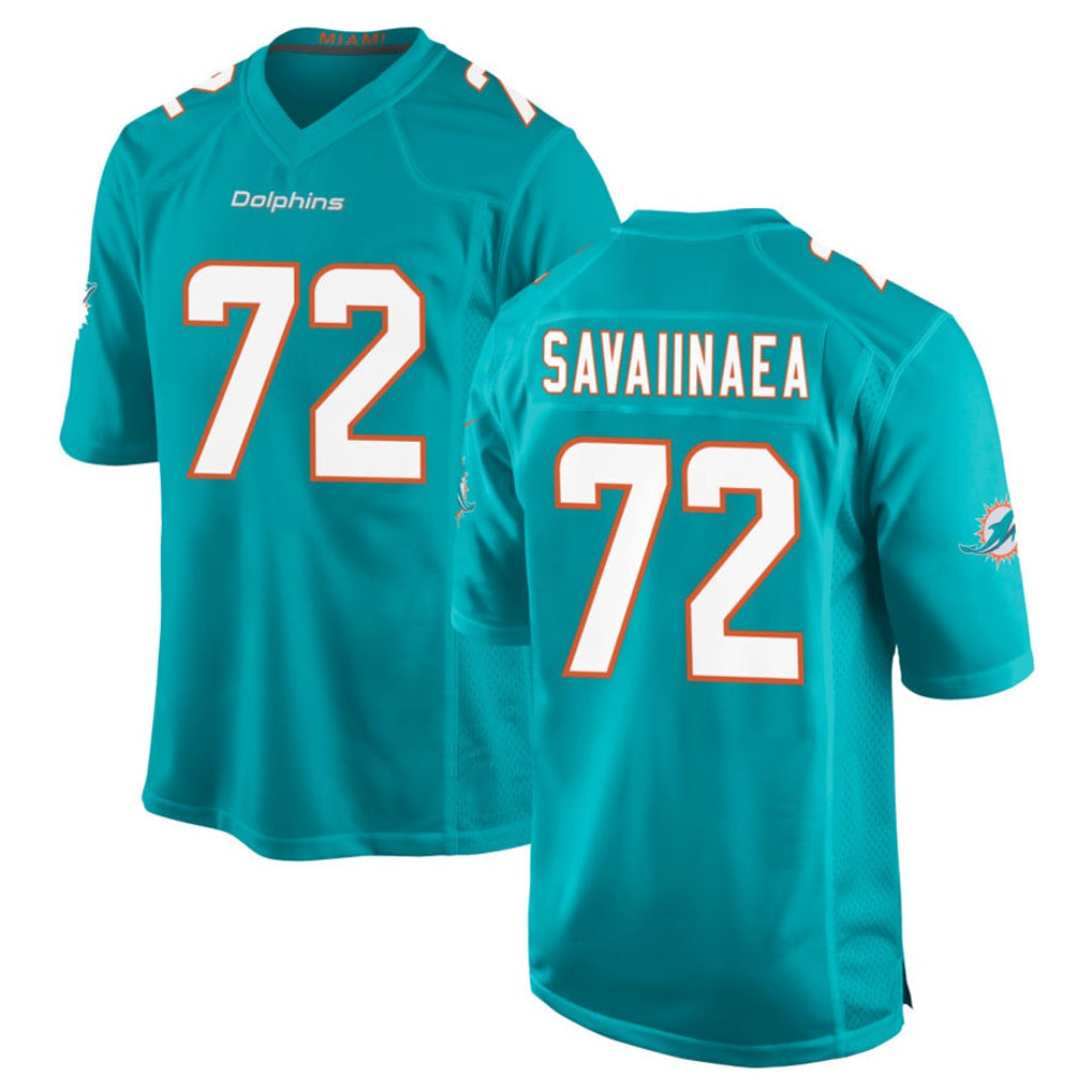 Kdoa M.Dolphins #72 Jonah Savaiinaea Player Aqua Home Game Stitched Jerseys