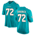 Kdoa M.Dolphins #72 Jonah Savaiinaea Player Aqua Home Game Stitched Jerseys