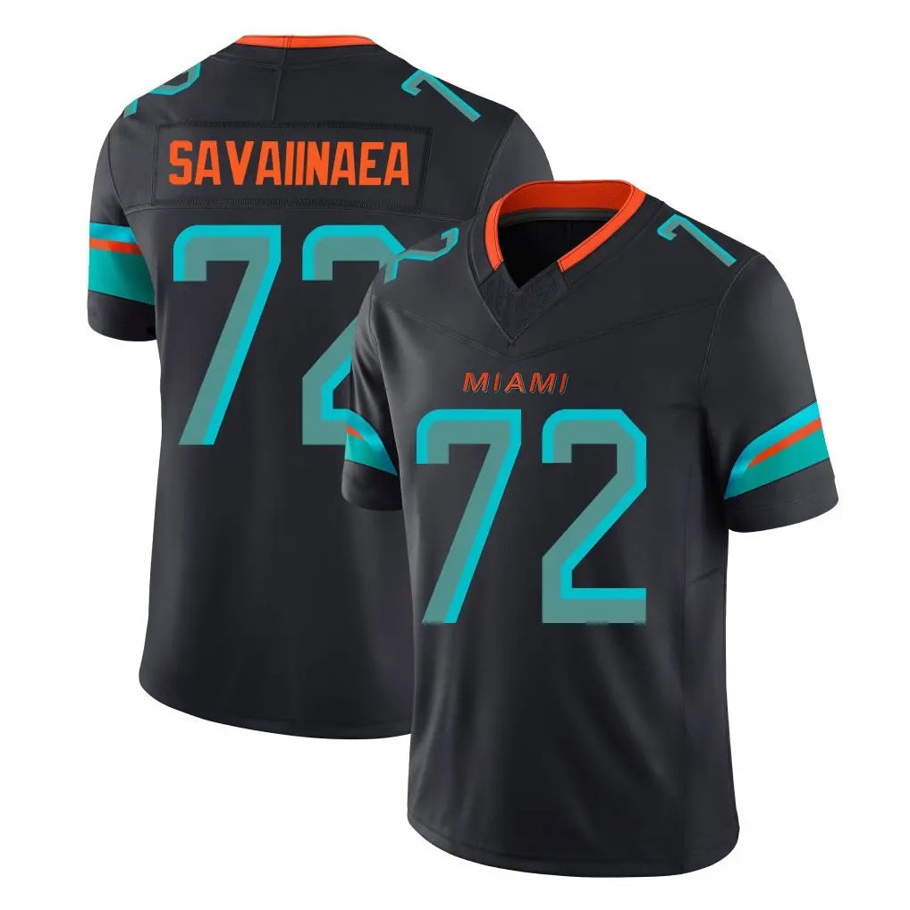 Kdoa M.Dolphins #72 Jonah Savaiinaea Player Black Limited Pitch Rivalries Collection Home Game Stitched Jerseys