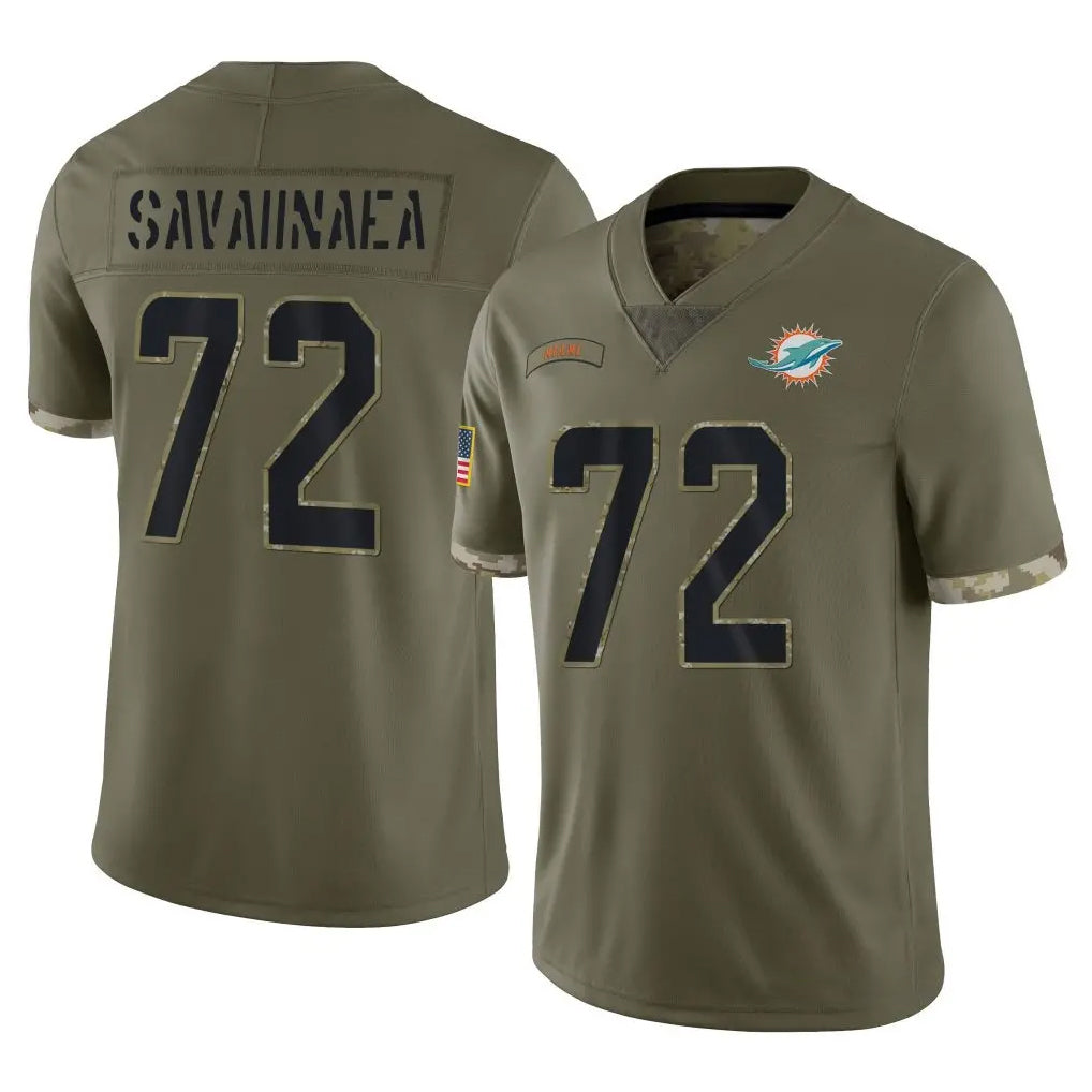 Kdoa M.Dolphins #72 Jonah Savaiinaea Player Olive Salute To Service Limited Stitched Jerseys