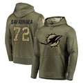 Kdoa M.Dolphins #72 Jonah Savaiinaea Player Olive Salute to Service Pullover Hoodies Home Game Stitched Jerseys