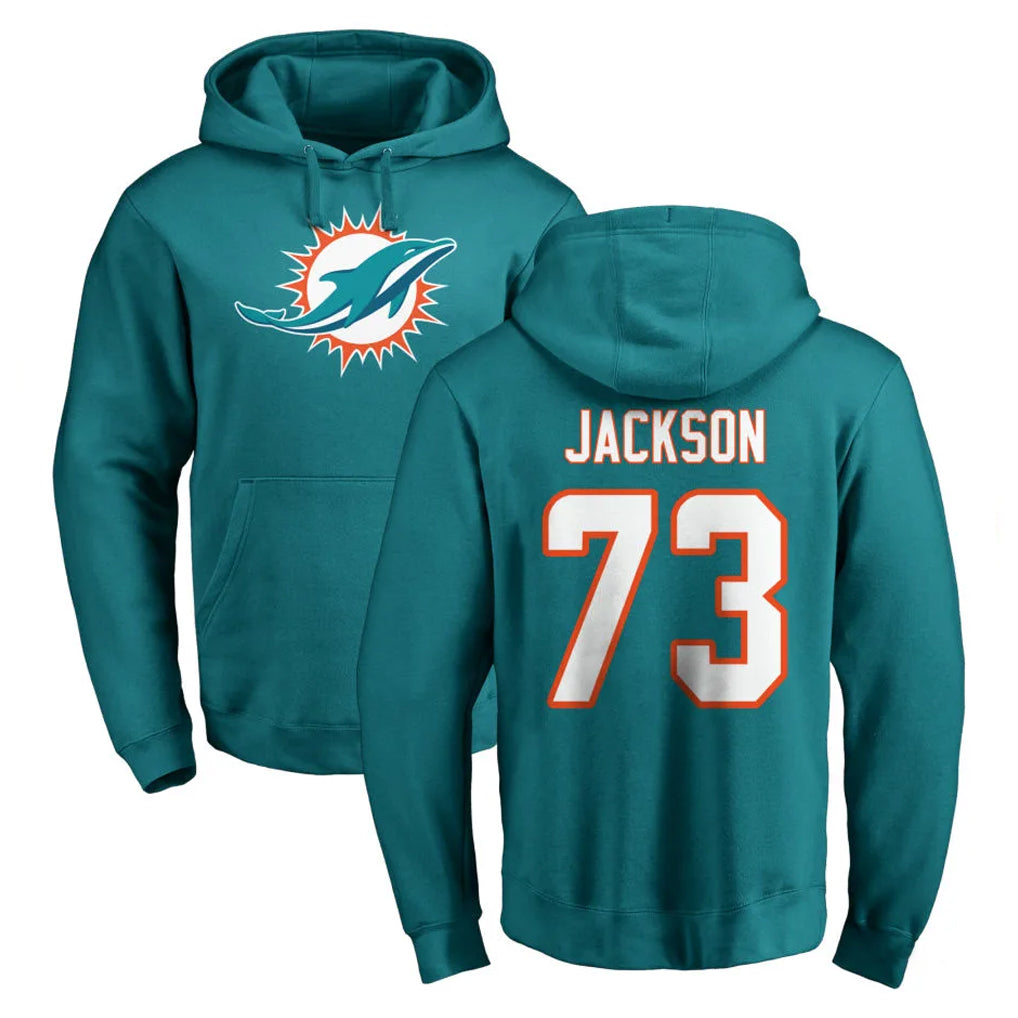 Kdoa M.Dolphins #73 Austin Jackson Player Aqua LOGO Pullover Hoodies Limited Stitched Jerseys