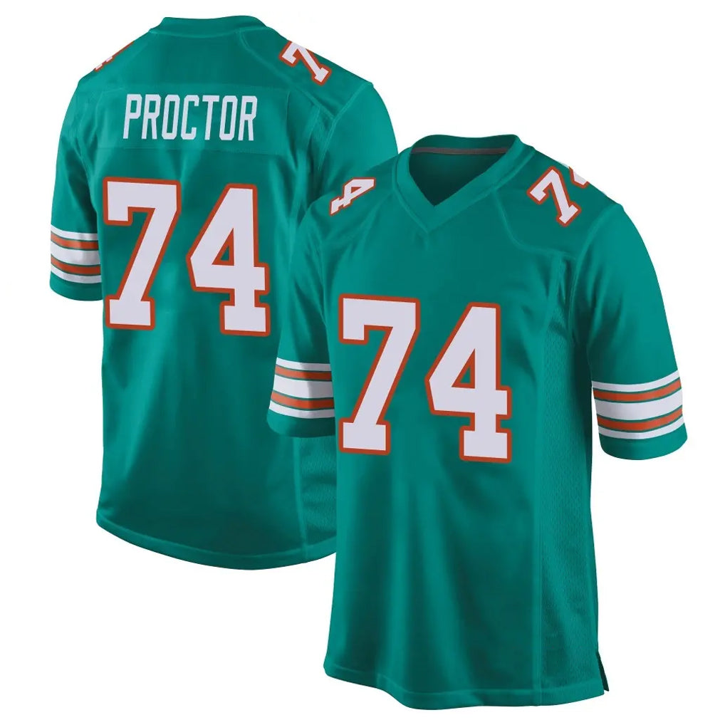 Kdoa M.Dolphins #74 Kadyn Proctor Player Aqua Alternate Home Game Stitched Jerseys