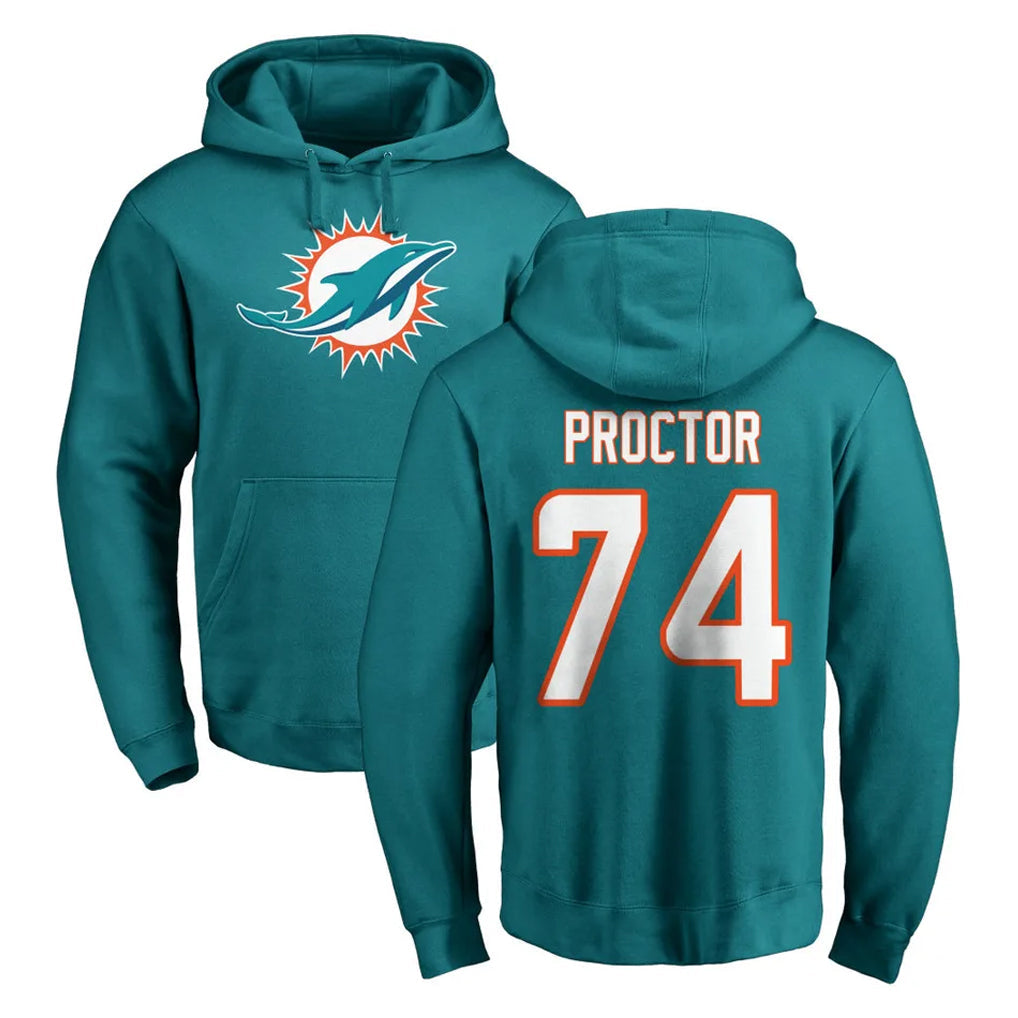 Kdoa M.Dolphins #74 Kadyn Proctor Player Aqua LOGO Pullover Hoodies Limited Stitched Jerseys