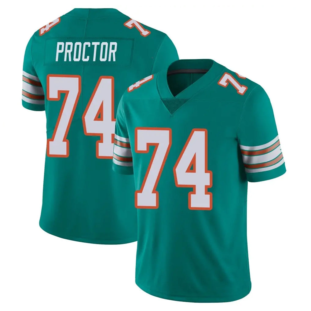 Kdoa M.Dolphins #74 Kadyn Proctor Player Aqua Limited Alternate Vapor Untouchable Home Game Stitched Jerseys