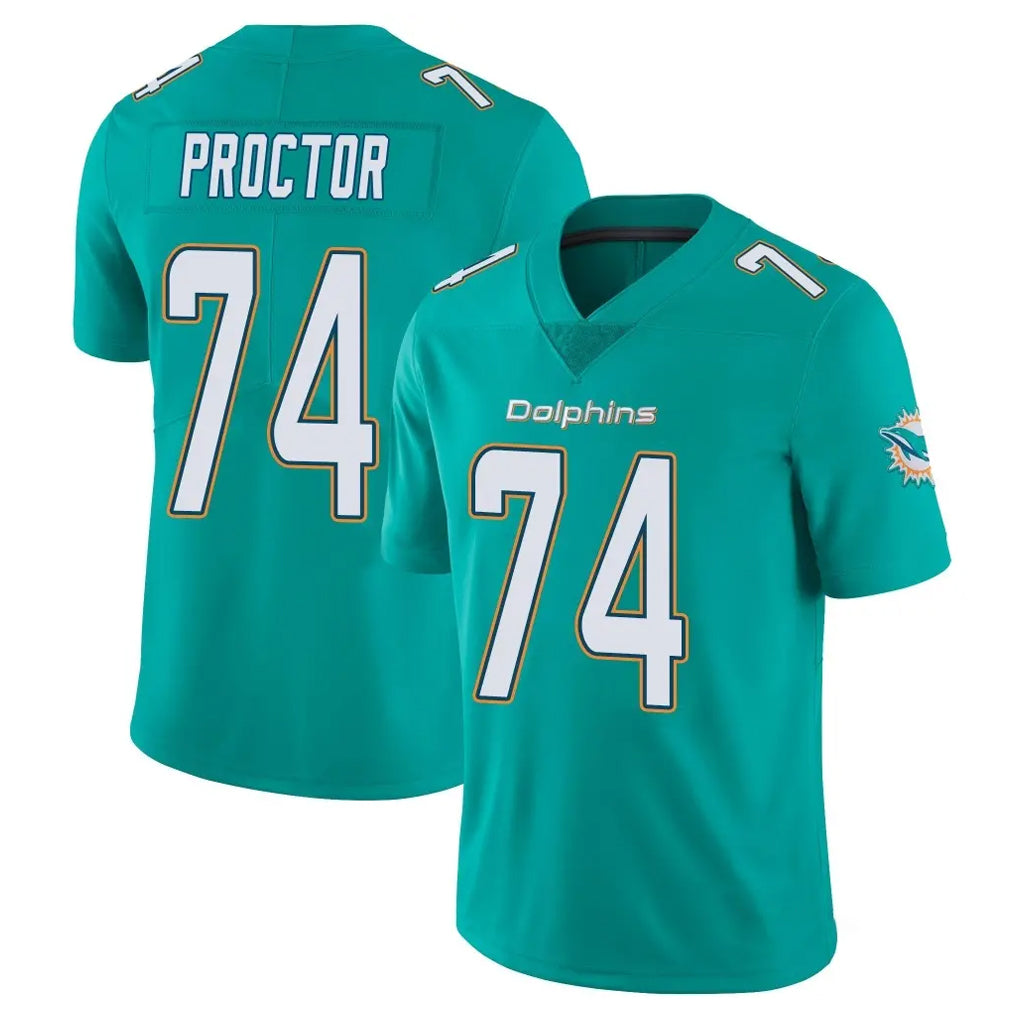 Kdoa M.Dolphins #74 Kadyn Proctor Player Aqua Limited Vapor Untouchable Home Game Stitched Jerseys
