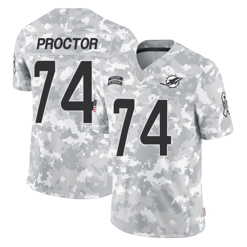Kdoa M.Dolphins #74 Kadyn Proctor Player Arctic Camo Salute To Service Limited Game Stitched Jerseys