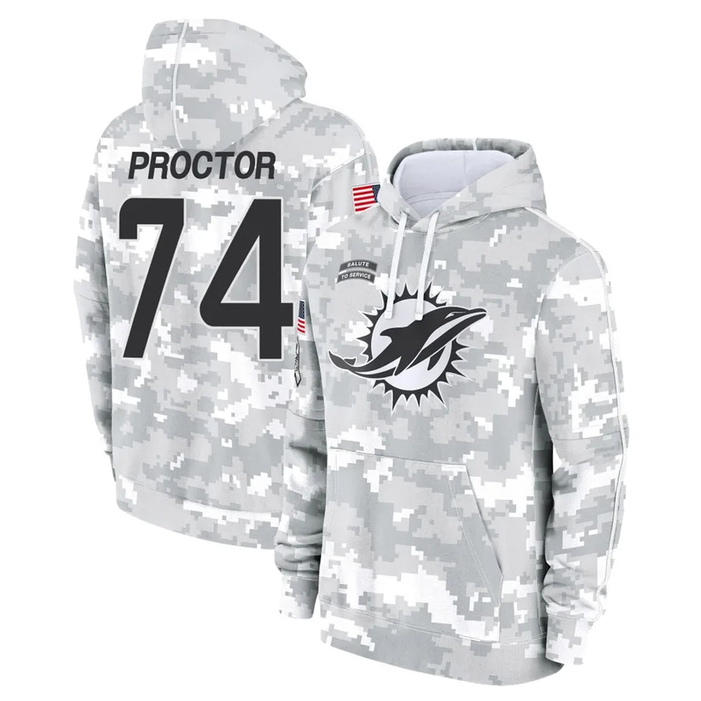 Kdoa M.Dolphins #74 Kadyn Proctor Player Arctic Camo Salute to Service Hoodies Limited Game Stitched Jerseys