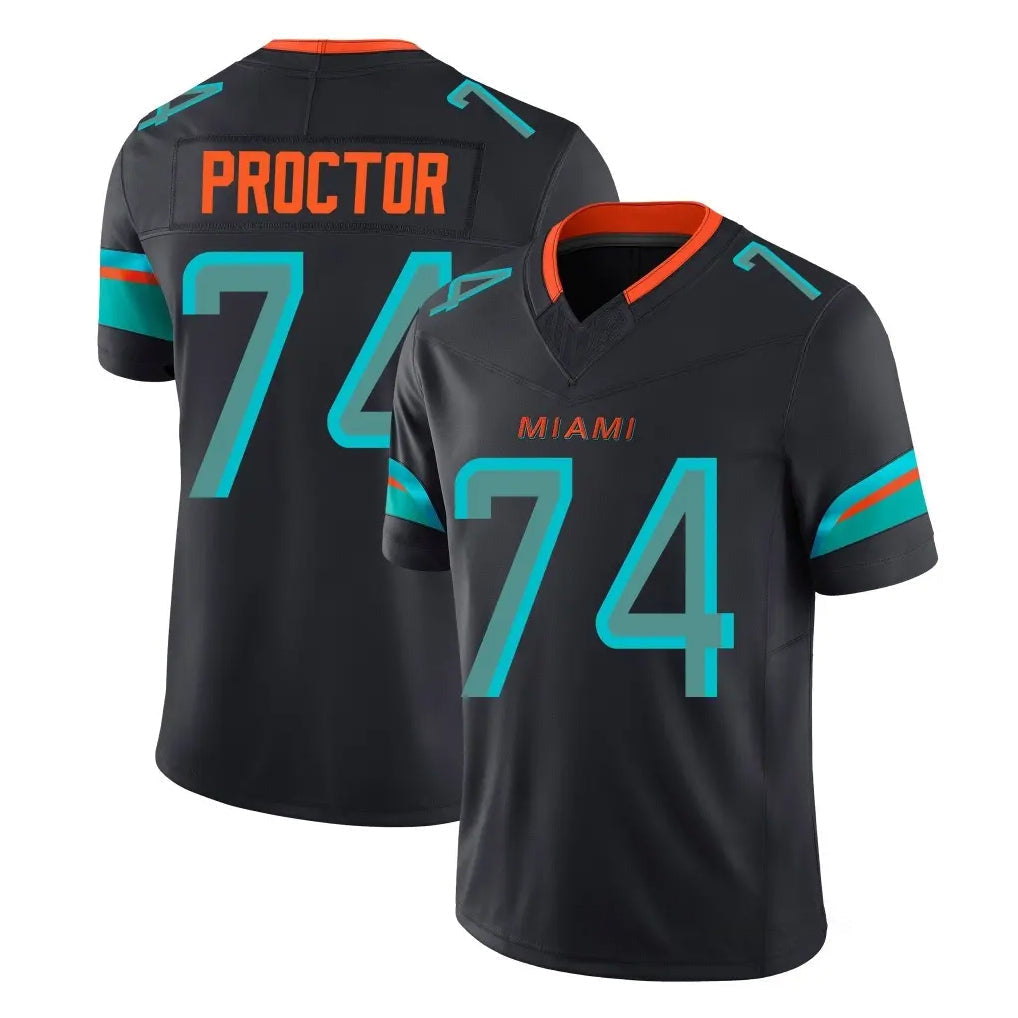 Kdoa M.Dolphins #74 Kadyn Proctor Player Black Limited Pitch Rivalries Collection Home Game Stitched Jerseys