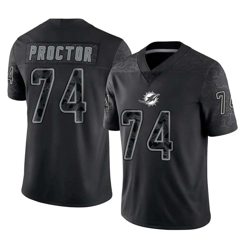 Kdoa M.Dolphins #74 Kadyn Proctor Player Black Reflective Limited Game Stitched Jerseys