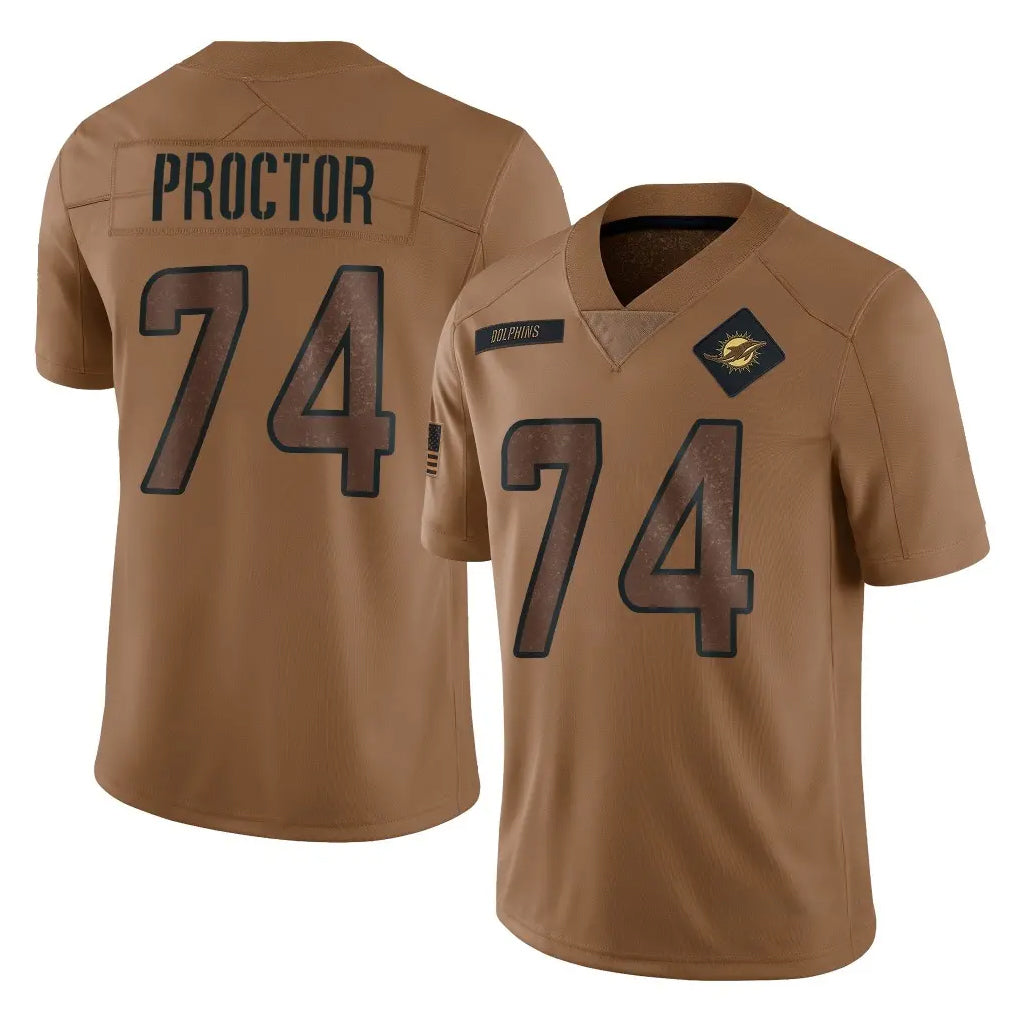 Kdoa M.Dolphins #74 Kadyn Proctor Player Brown Salute To Service Limited Stitched Jerseys