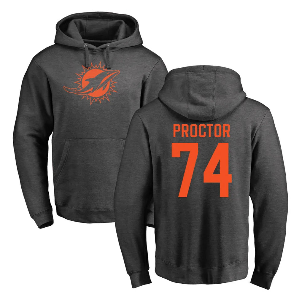 Kdoa M.Dolphins #74 Kadyn Proctor Player Darkgray Pullover Hoodies Limited Stitched Jerseys