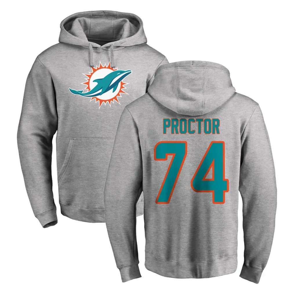 Kdoa M.Dolphins #74 Kadyn Proctor Player Gray LOGO Pullover Hoodies Limited Stitched Jerseys
