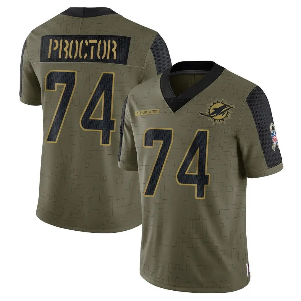 Kdoa M.Dolphins #74 Kadyn Proctor Player Olive Salute To Service Limited Game Stitched Jerseys