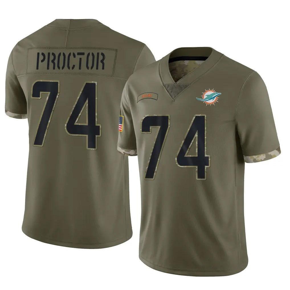 Kdoa M.Dolphins #74 Kadyn Proctor Player Olive Salute To Service Limited Stitched Jerseys