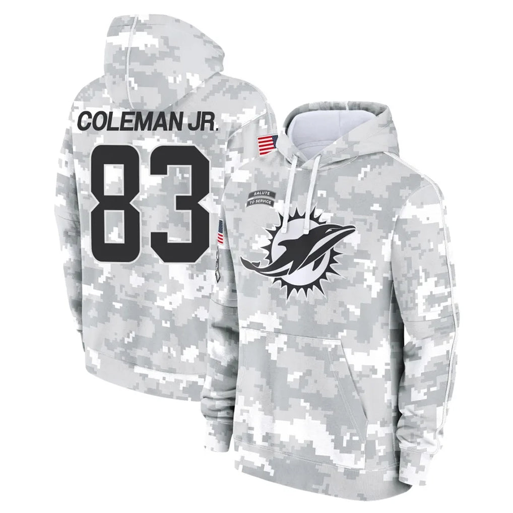 Kdoa M.Dolphins #83 Kevin Coleman Jr. Player Arctic Camo Salute to Service Hoodies Limited Game Stitched Jerseys