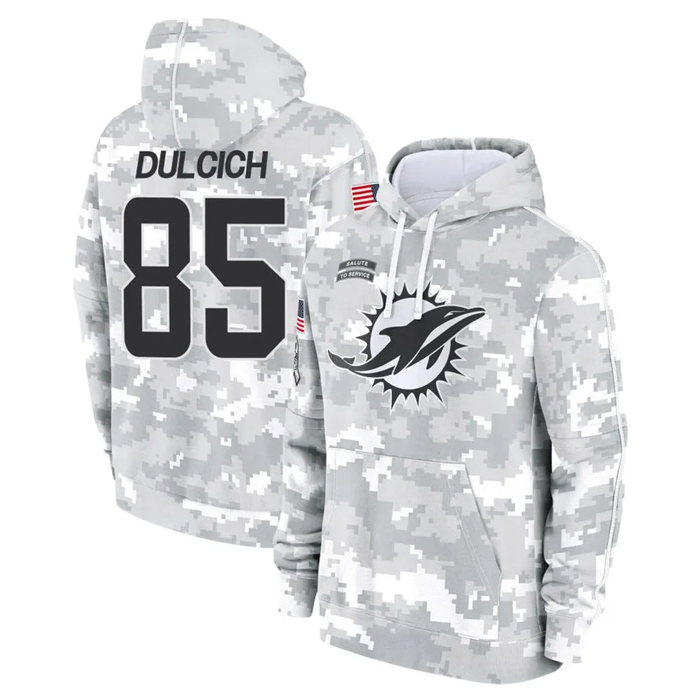 Kdoa M.Dolphins #85 Greg Dulcich Player Arctic Camo Salute to Service Hoodies Limited Game Stitched Jerseys