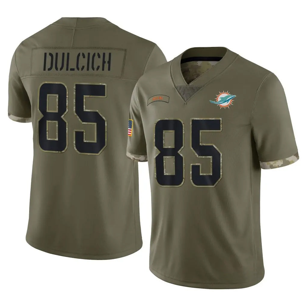 Kdoa M.Dolphins #85 Greg Dulcich Player Olive Salute To Service Limited Stitched Jerseys