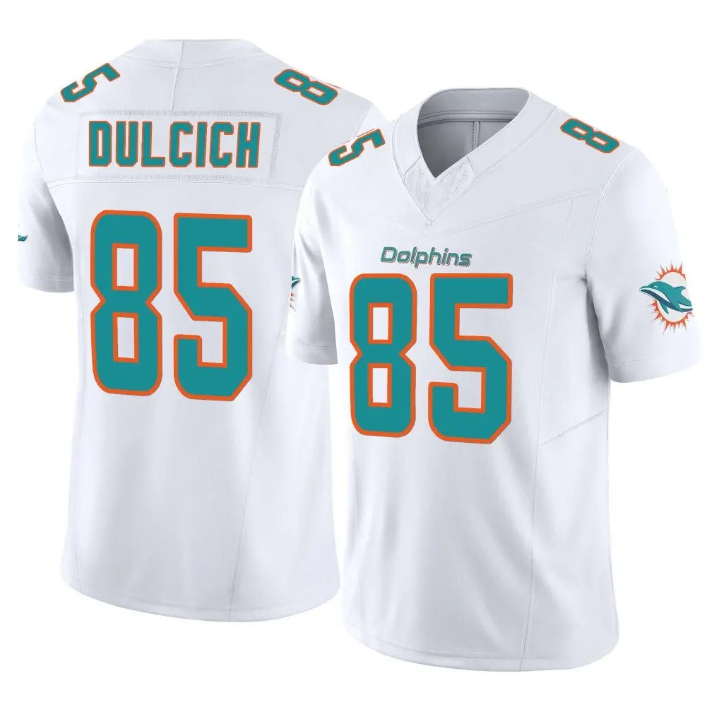 Kdoa M.Dolphins #85 Greg Dulcich Player White Limited Vapor F.U.S.E. Home Game Stitched Jerseys