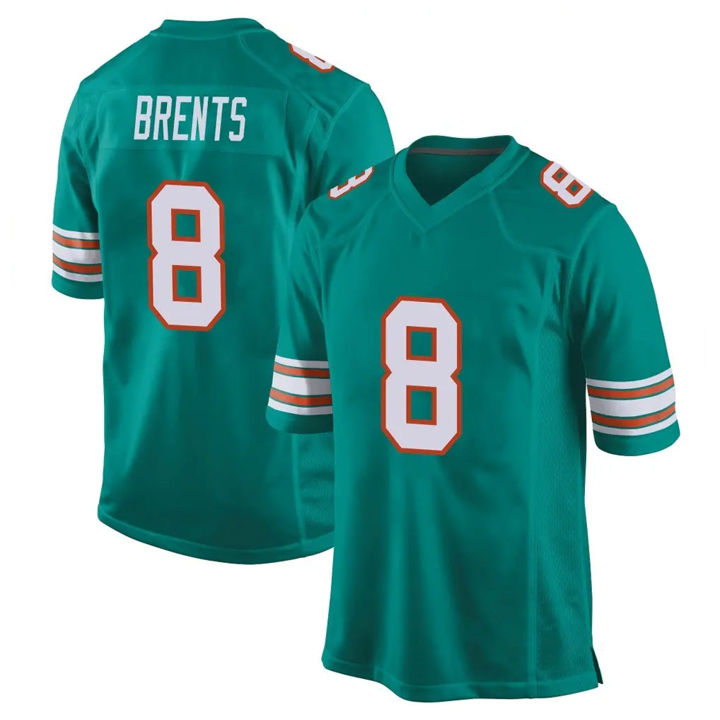 Kdoa M.Dolphins #8 JuJu Brents Player Aqua Alternate Home Game Stitched Jerseys