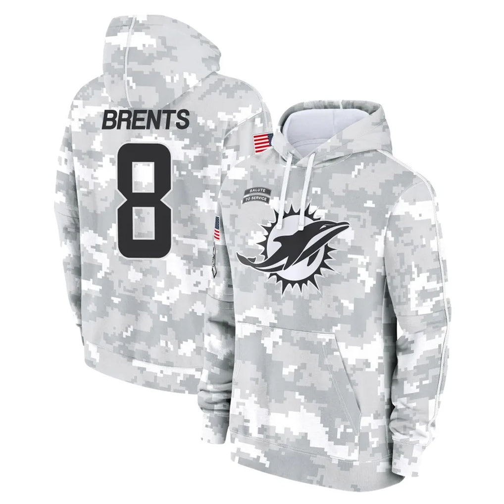 Kdoa M.Dolphins #8 JuJu Brents Player Arctic Camo Salute to Service Hoodies Limited Game Stitched Jerseys