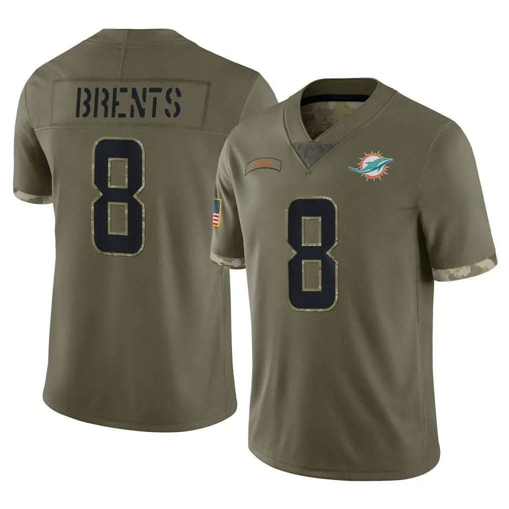 Kdoa M.Dolphins #8 JuJu Brents Player Olive Salute To Service Limited Stitched Jerseys