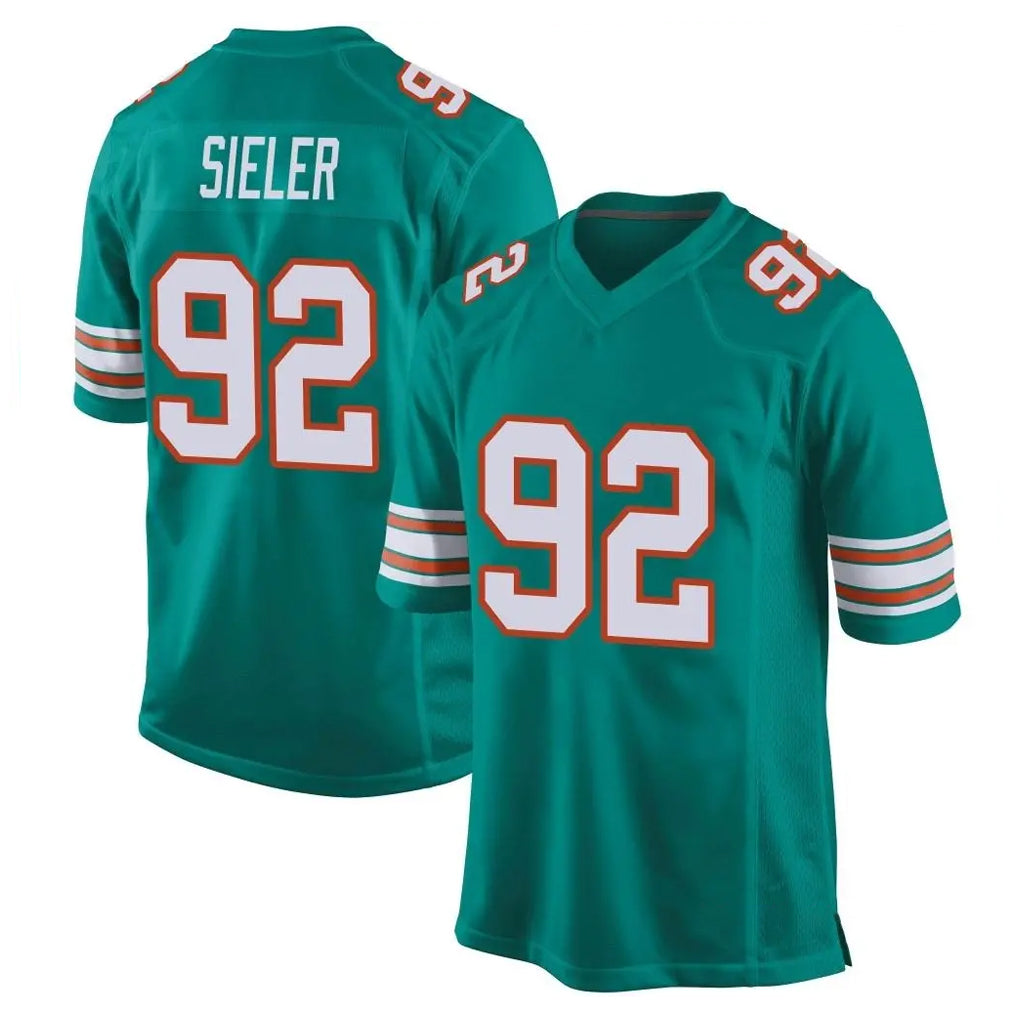 Kdoa M.Dolphins #92 Zach Sieler Player Aqua Alternate Home Game Stitched Jerseys